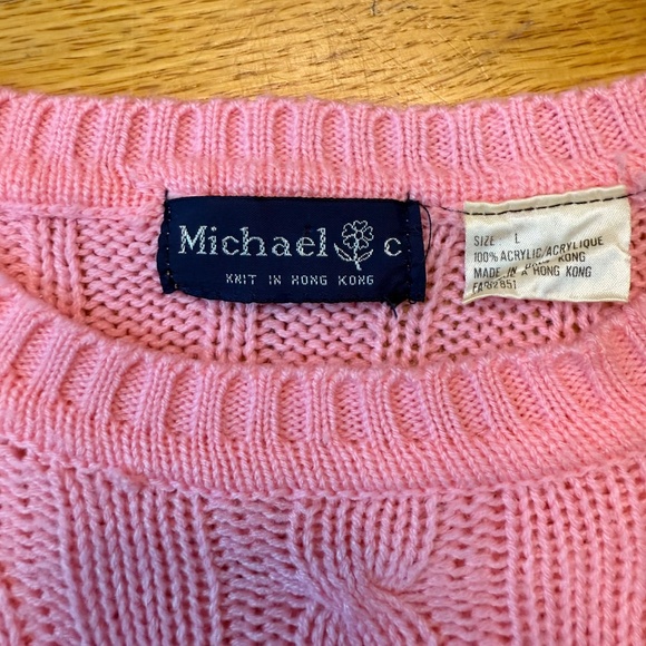 Vintage 80s Pink Cable Knit Sweater - Picture 9 of 9